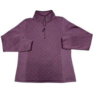 Eddie Bauer Women’s Large Quilted ¼ Zip Pullover Purple Heather Cozy Fall Layer